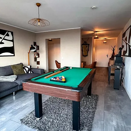 Bright Designer With Pool Table & 2 Balconies Apartment